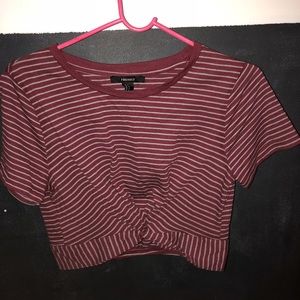 Red/ White Striped Shirt w/ Knot